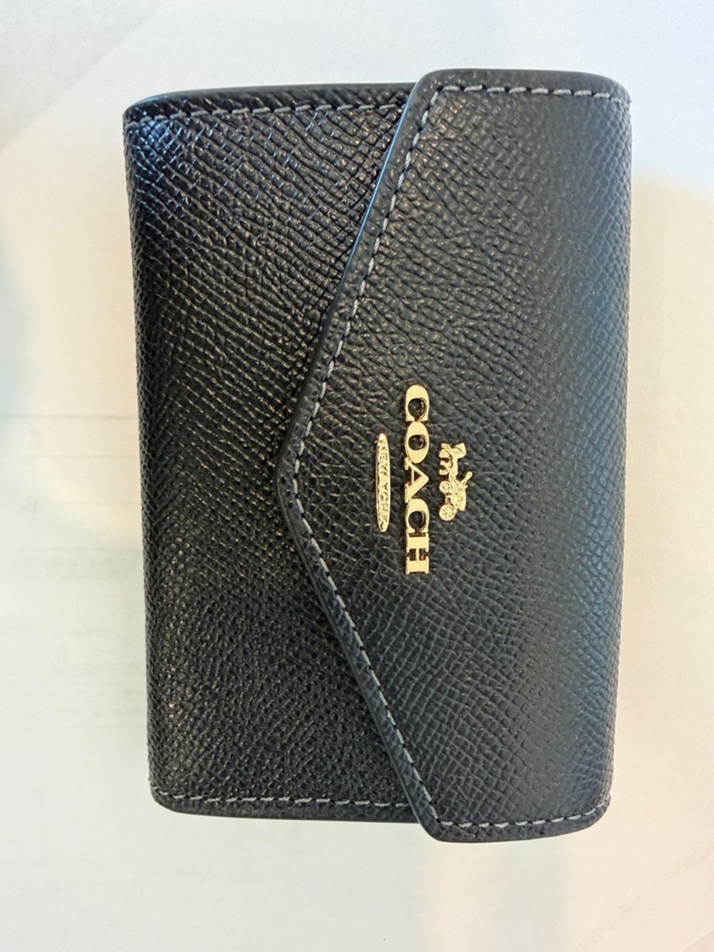 New Coach Black Compact Card Holder w Tags